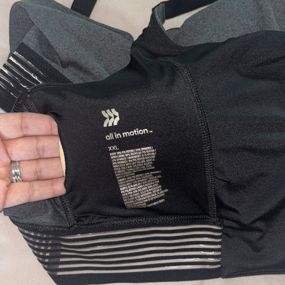 All in Motion Dark Gray Sports Bra -XXL - Picture 6 of 8
